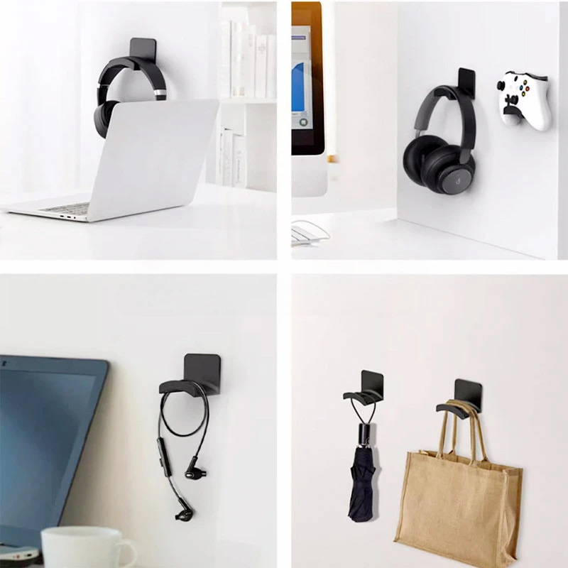 Gaming Accessories Headset - 4Pcs Black Adhesive Headphone Stand Wall