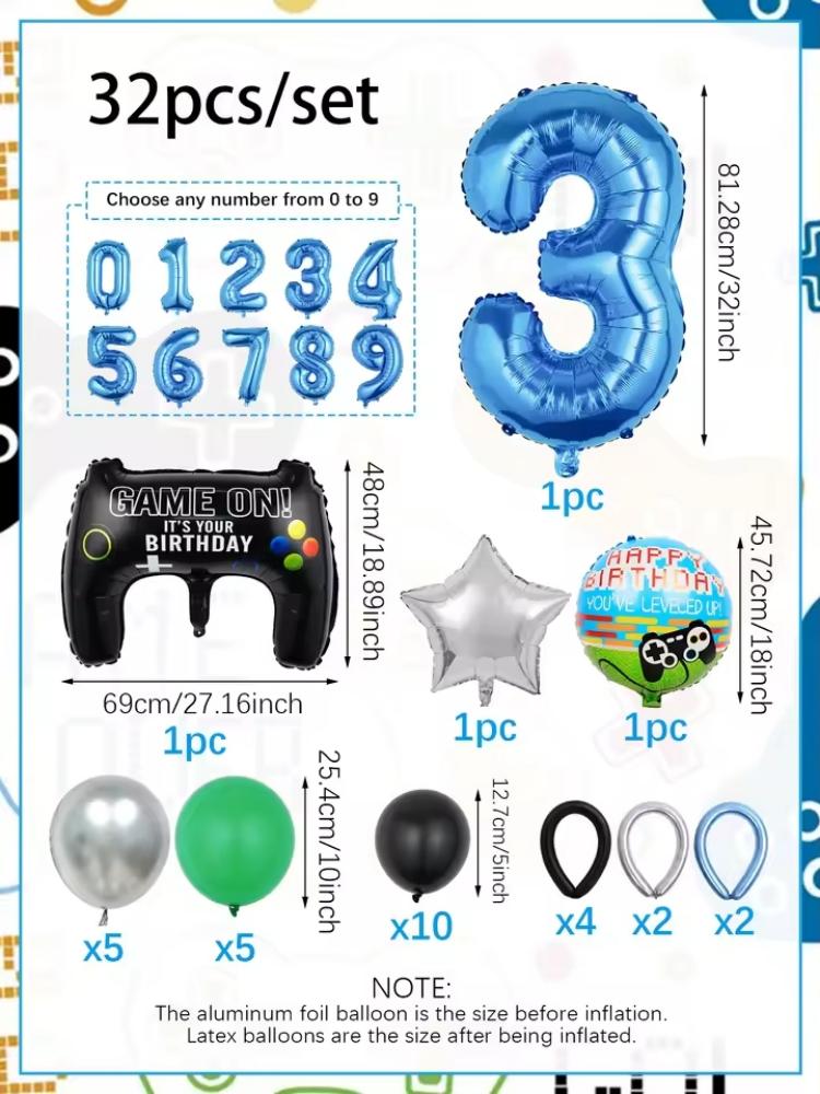 32PCS Game Theme Birthday Numb - Gaming Accessories For Room incelemesi ve fiyatı